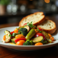 Garlic Butter Vegetable Medley with Crusty Bread