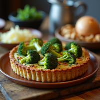 Quinoa Crusted Roasted Broccoli and Onion Tart