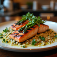 Charcoal-Grilled Salmon with Quinoa & Asparagus Packets