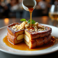 Almond-Crusted Stuffed French Toast with Maple Glaze